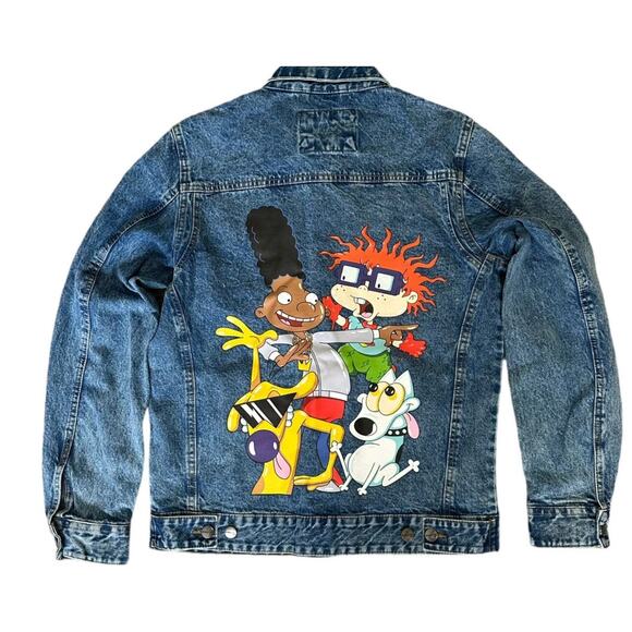 Members Only X Nickelodeon Denim Jean Jacket Rugrats Y2K 90s Sz Small - Picture 1 of 6